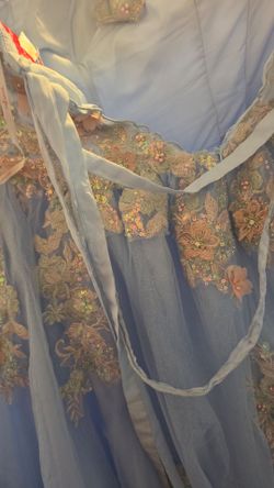 Light Blue Floral Embroidered Formal Gown