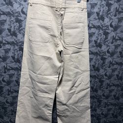 Zara The Marine Straight Jeans Stretch Wide Leg Raw Hem High Rise Sz 11/12 Beige  The Zara Marine Straight Jeans are a stylish and comfortable choice 