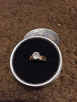 I love you 18 kt gold plated round cut Quartz proposal ring size 6