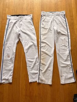 Easton white baseball pants with blue stripe