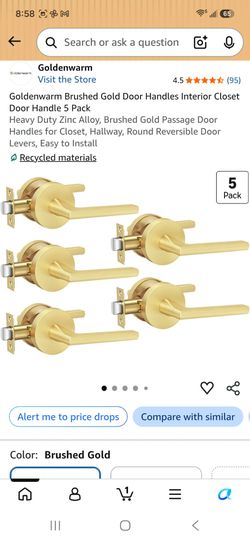 Goldenwarm Brushed Gold Door Handles 5 Pack
