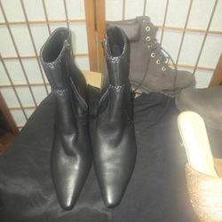 Black Leather Ankle Boots