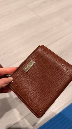 Kate Spade Brown Leather Zip Wallet – Gold Stud Details