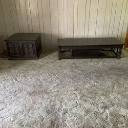 Coffee Table And Vintage Side Storage Table