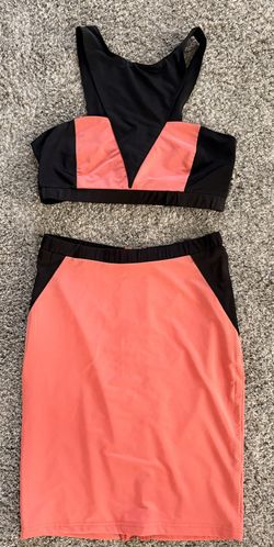 Dark Peach & Black 2 Piece Skirt