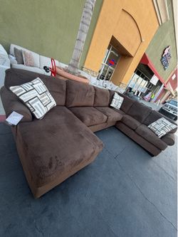 Brown Corduroy Sectional