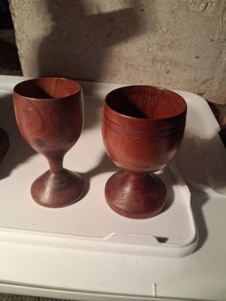 Wooden Goblet Cups Set of 2