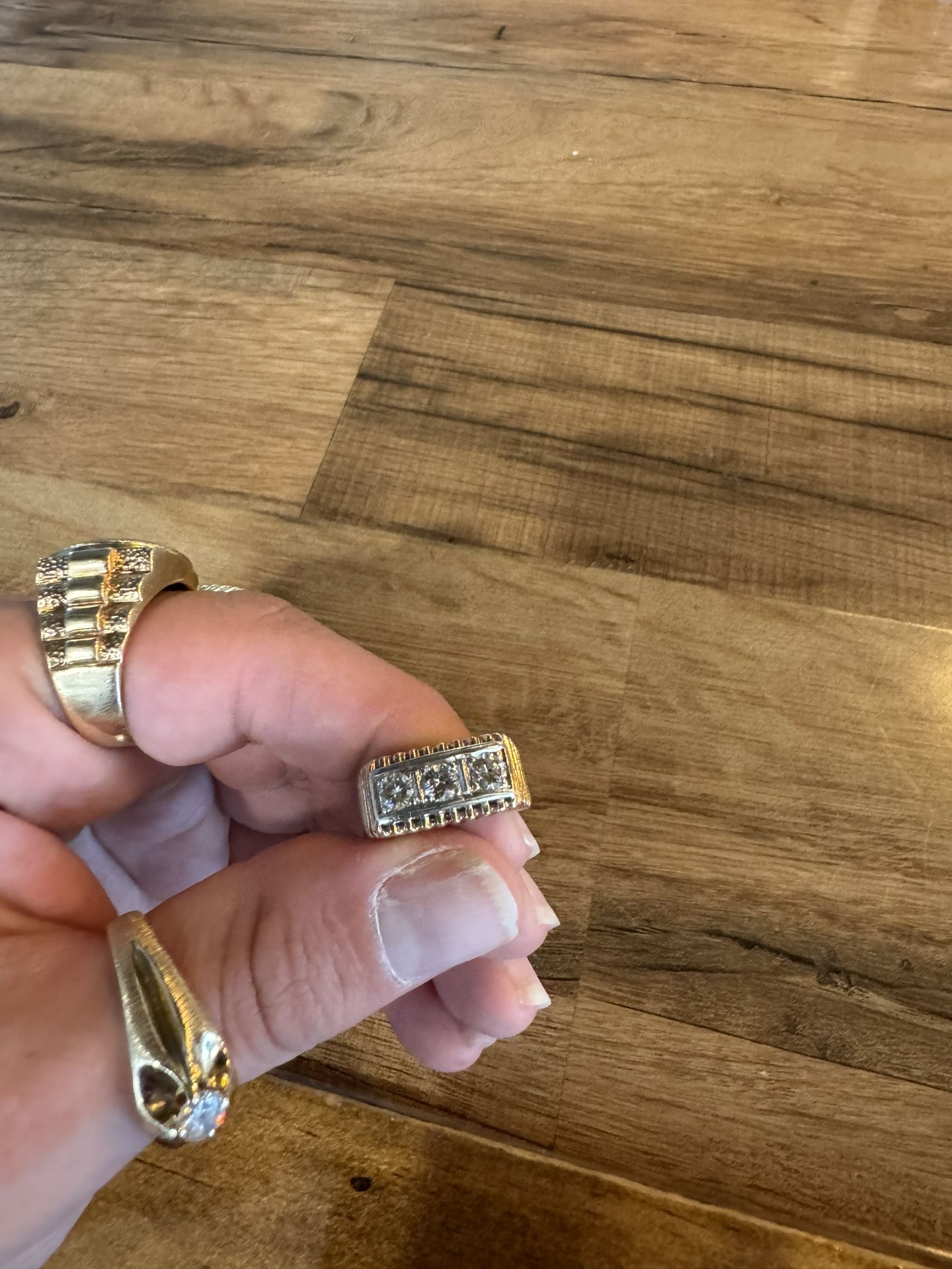3 Diamond Stone 14k Gold Ring