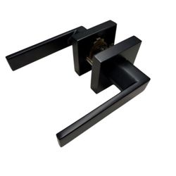 Matte Black Square Door Lever Handle Set