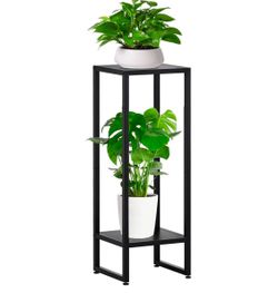  37.4" Tall Plant Stands Indoor, Plant Stand indoor Tall ,Plant Pedestal stand,Black Metal Plant Stands Indoor, 2- Tier Modern Corner Plant Stand Rack
