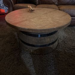 Concrete top win barrel coffee table