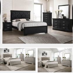 4- Pc Bedroom set Dresser,Mirror Nightstand (1) Queen size bed frame Not including Mattress and Box Sp