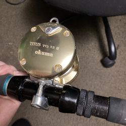 150$ Today Shimano Roller Guide Rod Okuma Titus Tg 15 iI Reel