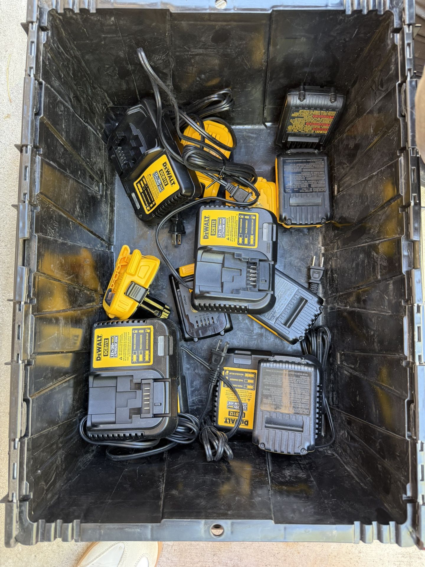Various DeWalt Chargers And Batteries
