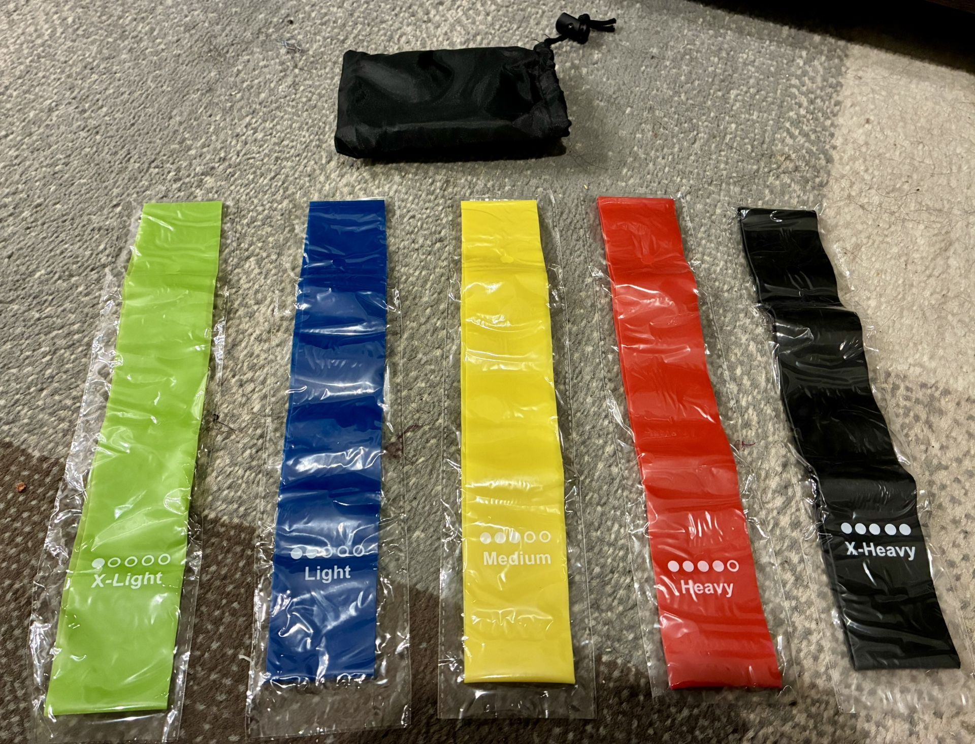 5 Pair Resistance Band Set With Pouch 