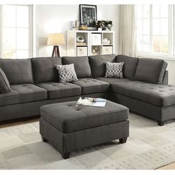 Gray Sectional Sofa - Ottoman Sold Separate (Free Delivery)