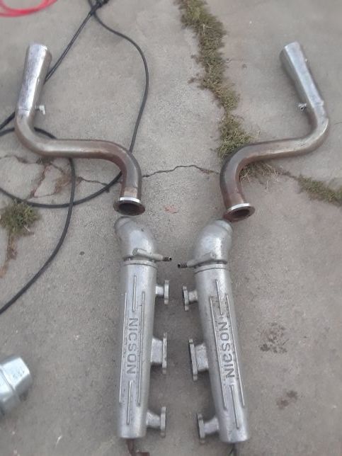 Vintage nicson jet boat headers and chrome exhaust pipes