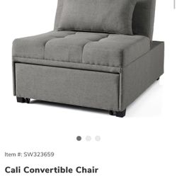 Cali Convertible Gray Chair Brand New