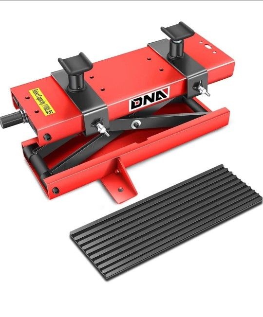 Motorcycle/ATV Scissor Lift Jack Hoist Stand W/ Saddle & Rubber Pad