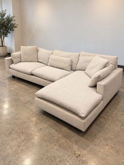 West Elm Harmony 2-Piece Chaise Sectional 122" — Frost Gray, Like New