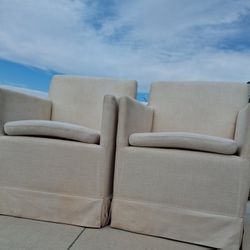 Free Delivery! Elena Linen Upholstered Rolling Dining Chairs 