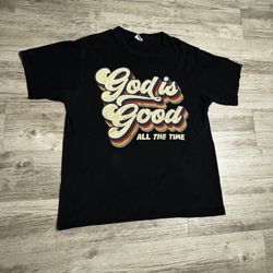 Vintage God is Good All the Time Graphic Black Crew Neck Men's Short Sleeve T-Shirt