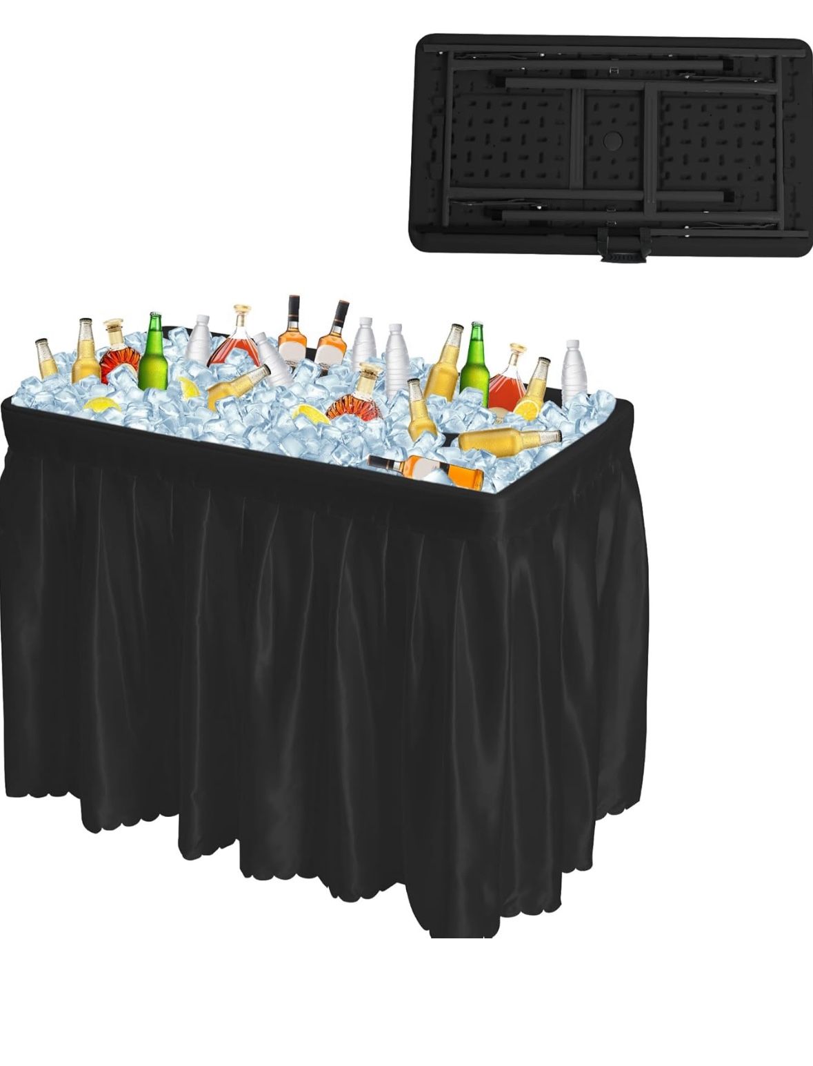 Folding Ice Cooler Table With Skirt