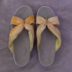 Yellow/Orange tie dye sandals