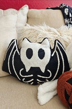 Halloween Skeleton Bat Decorative Pillow. Halloween Home Decor- 2 AVAILABLE 🦇🎃✨️