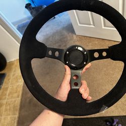NRG 350mm suede steering wheel