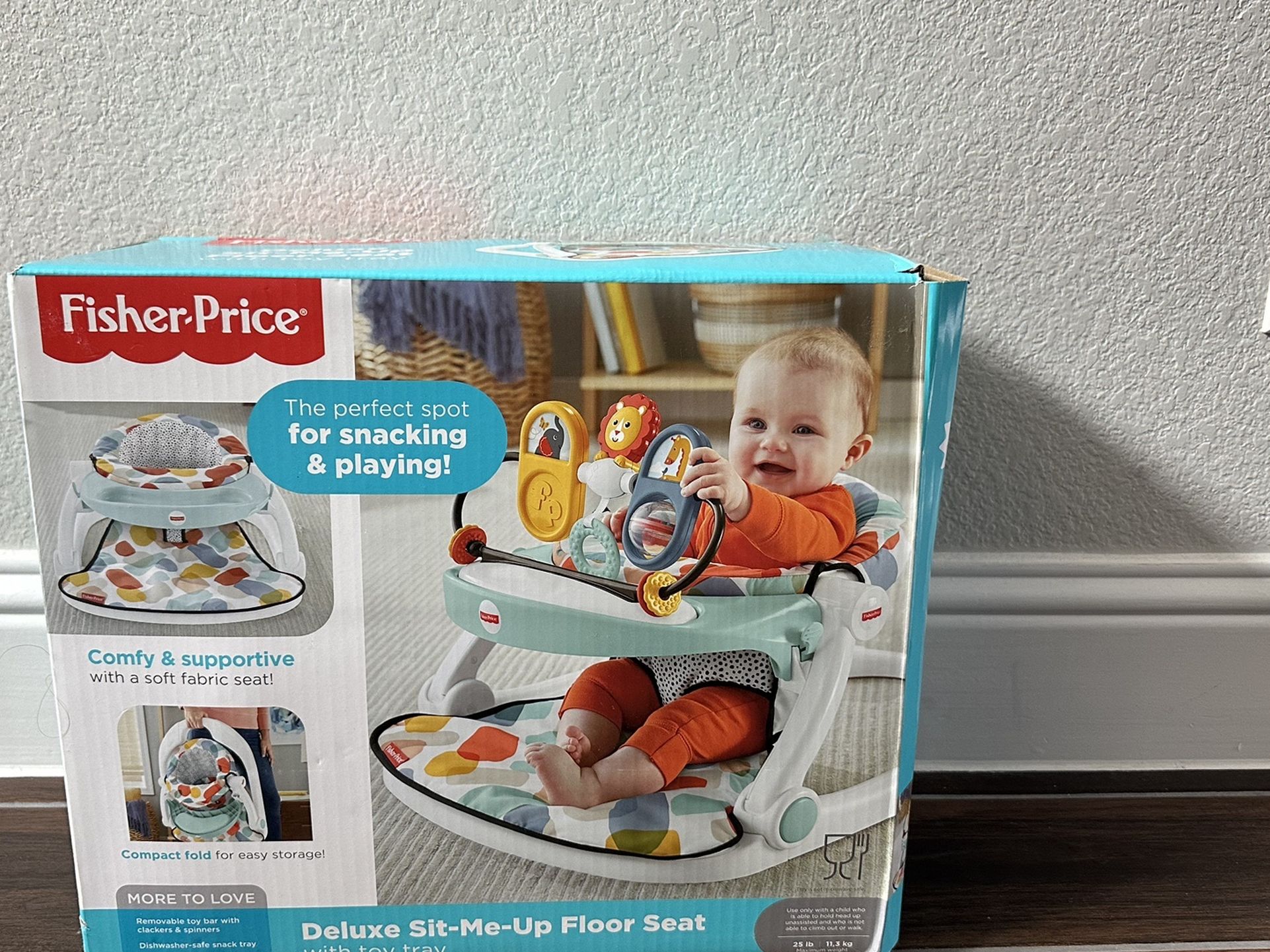 Fisher-Price Deluxe Sit-Me-up Floor Seat Infant Chair with Feeding Tray and Toys