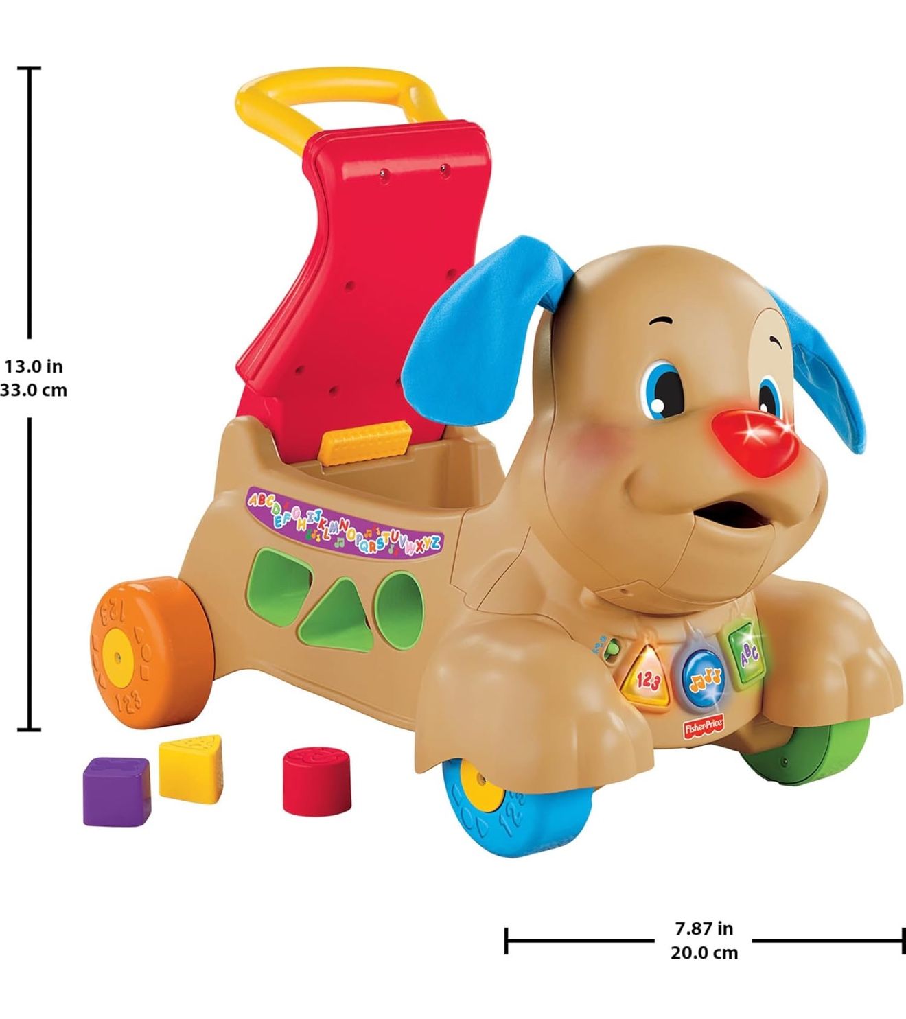 Fisher-Price Baby & Toddler Toy Laugh & Learn Stride-to-Ride Puppy Walker & Ride-On with Music Lights & Blocks for Infants Ages 9+ Months