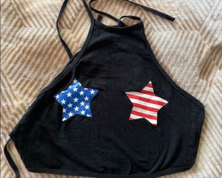 Black American Flag Halter Top