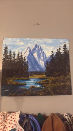 Original piece of art by Allan Smith of grand Tetons 1970