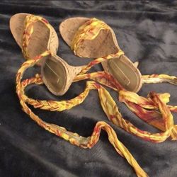 Nine west rare strappy sandals cork heels