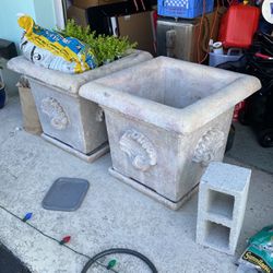 Masonry Planters Heavy Bought At Koffskis Palm Beach Auction $400 Each