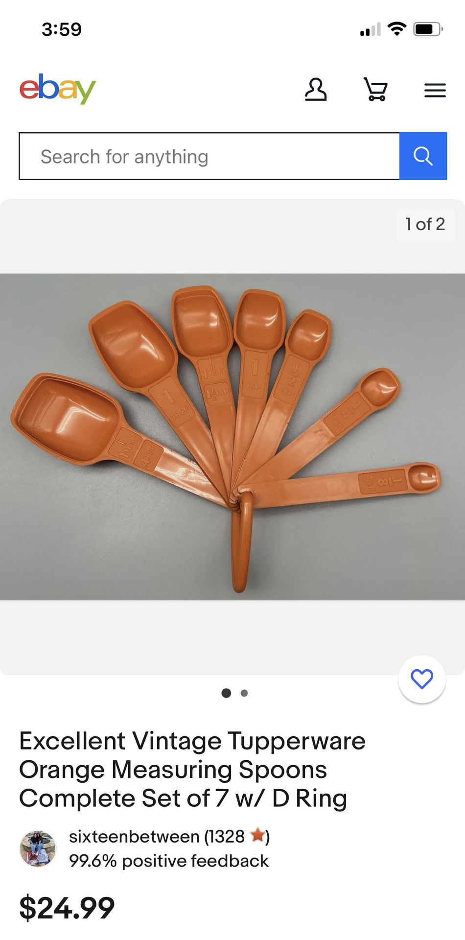 7) Tupperware Vintage Measuring Spoons Set