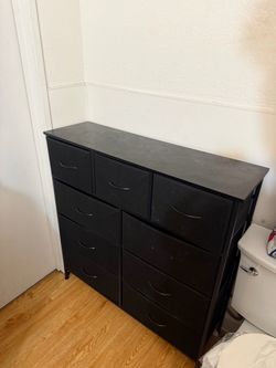 Black Fabric Dresser with Multiple Drawers