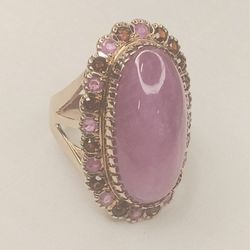 .925 SILVER NATURAL RUBY AND GARNET RING