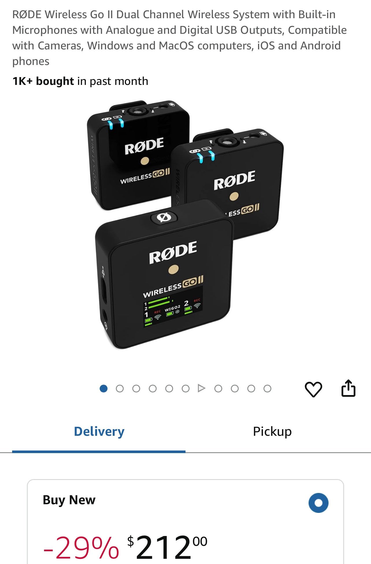 RØDE Wireless Go II Dual Channel Wireless System with Built in Microphones with Analogue and Digital USB Outputs Compatible with Cameras Windows and