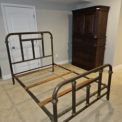 Antique brass bed on wheels 