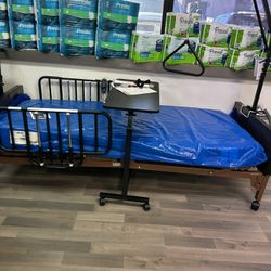 Full Electric Hospital Bed With Mattress and Half Rails 