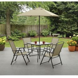 Patio outdoor dining set 6 pieces ( new inbox ) tan color