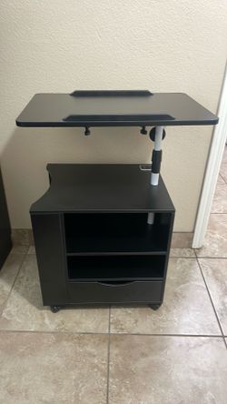 Double nightstands with led lights and charging ports.