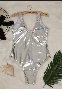 Silver Metallic One-Piece Bodysuit
