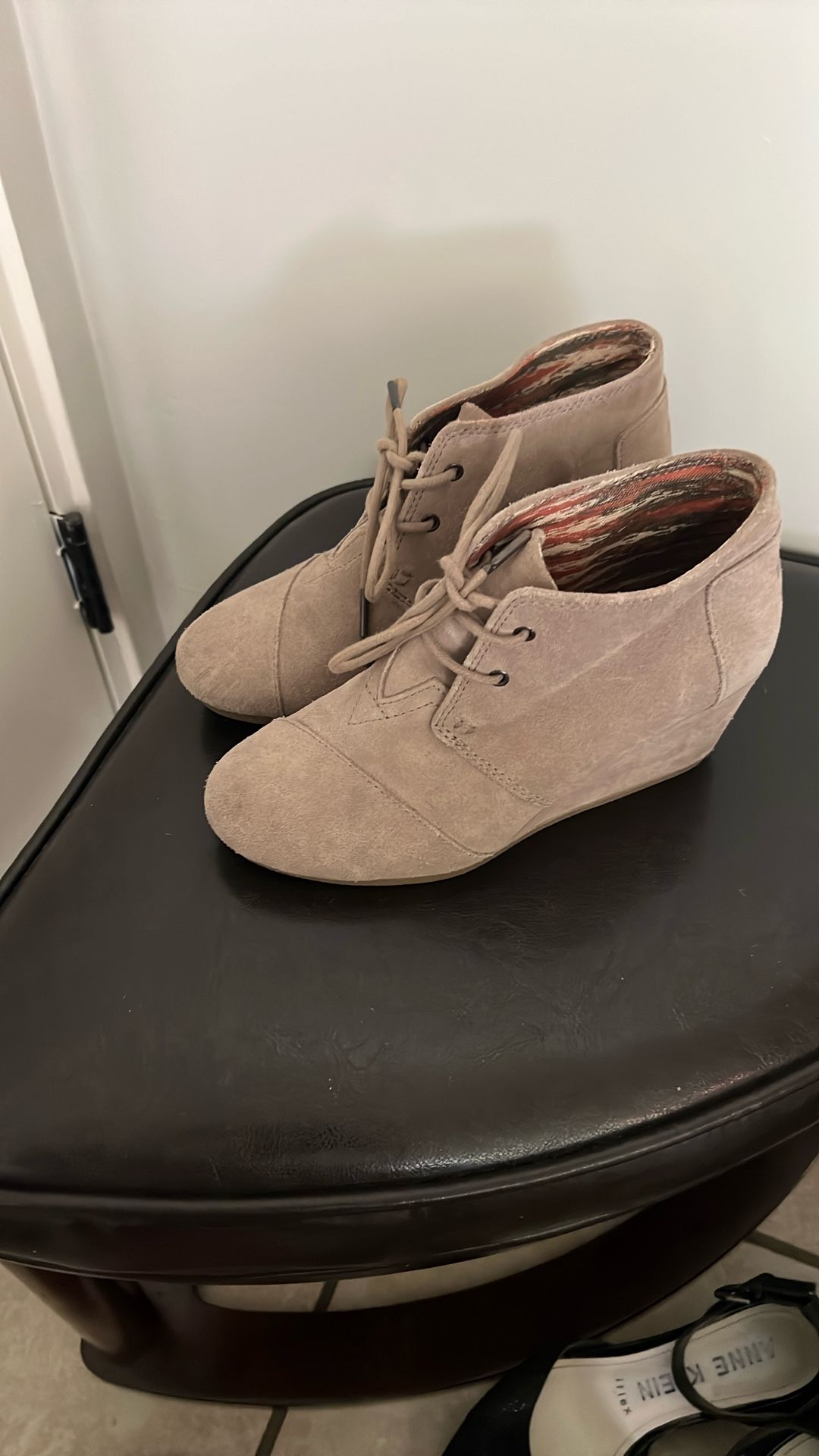 Tan Toms Wedge Booties