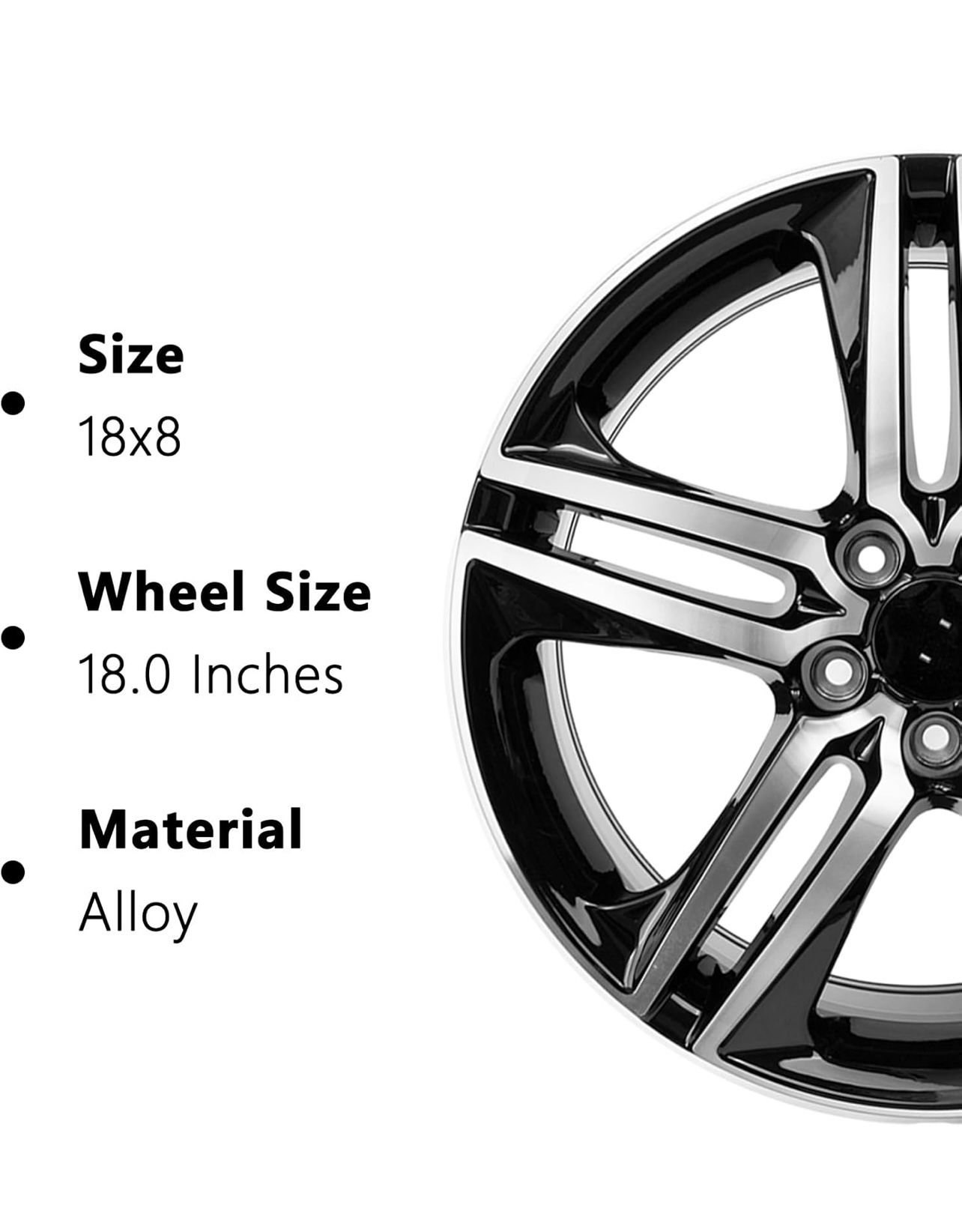 New 19 inch Rims Single 19x8 inch Alloy Automitive Wheel (5-Split-Spoke) compatible for Honda Accord 2016 2017 Sport Style EX LX
