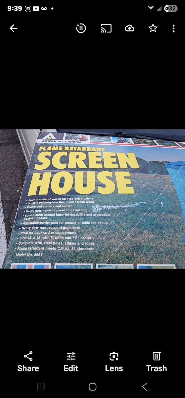 American camper Flame retardant 12' x 12' Screenhouse, Vintage, Brand New In Box