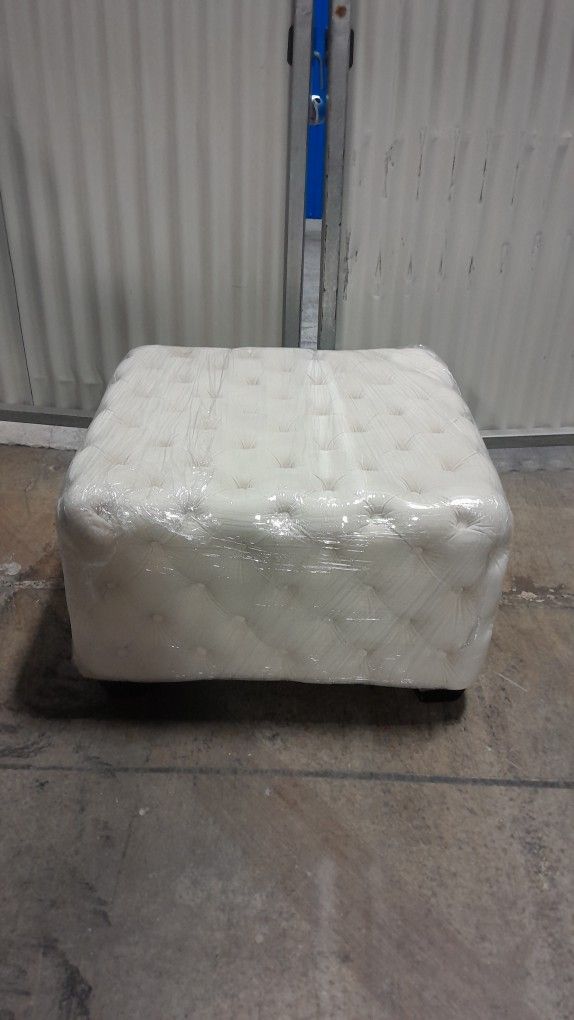 Cream Velvet Ottoman