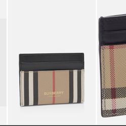 Burberry Vintage Check And Leather Card Case 